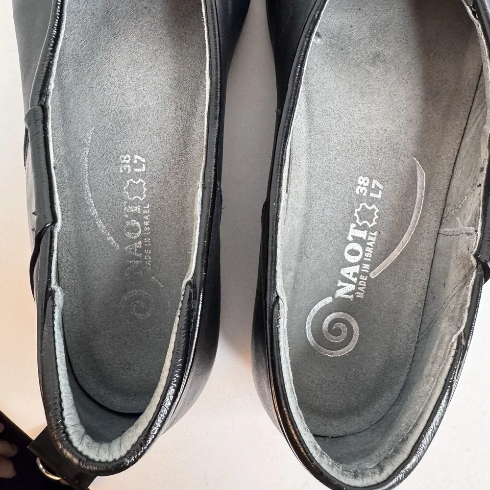 Naot Shoes Womens 38 Casual Slip On Loafers Comfort Black Leather US 7 Flats